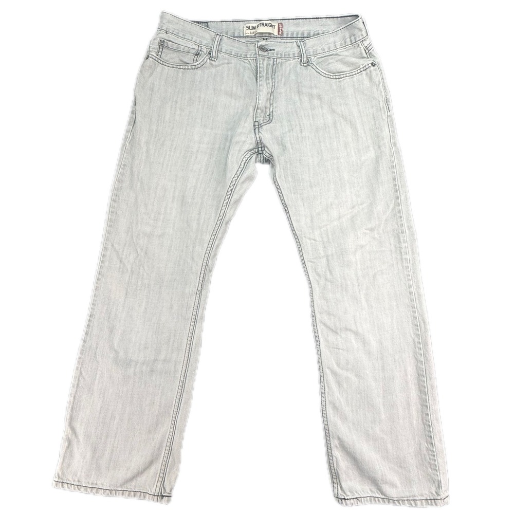 Levi's 514 Slim Straight Jeans Mens 36x30 Light Gray Cotton Denim 514-0225